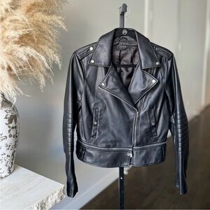 Zara Black Leather Biker Jacket